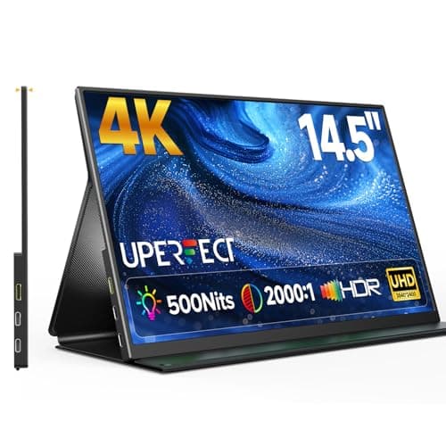 UPERFECT 4K Portable Monitor, 14.5" UHD 3840x2400 Laptop Display with Smart Cover, 16:10 Matte IPS Screen, 100% sRGB, 1.06 Billion Colors, 500 Nits Brightness, Metal Frame for PC/Mac/Phone