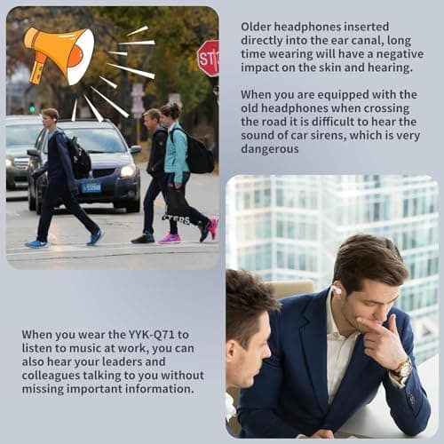 Open Ear Bone Conduction Headphones Bluetooth 5.3 Wireless Clip On Earbuds with Digital Display Charging Case 60 Hours Playtime IPX7 Waterproof Sports Earphones for Running, Walking, Workout(Black) 9