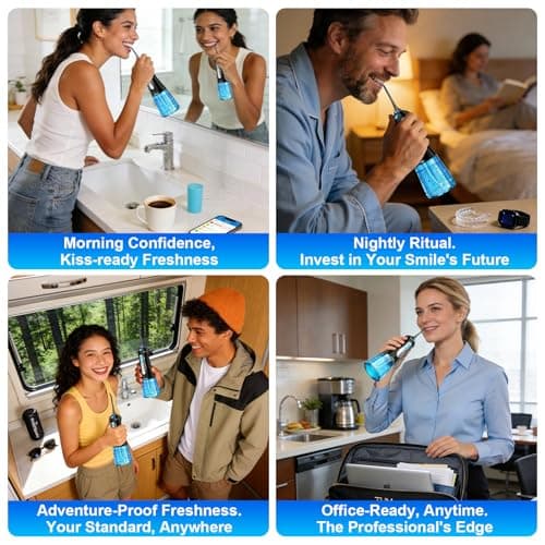 Water Dental Flosser Pick for Teeth: Cleaning and Flossing with 3 Mode from 30-100 Psi, Ipx7 Waterproof Portable Rechargeable Cordless Oral Irrigator for Adults Braces and Dental Care Home Travel 8