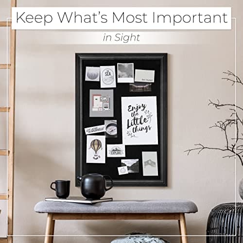 SKL Products Black Cork Board - 30" x 20" Large, Framed Bulletin Boards for School, Home, Kitchen & Office Walls, Pin Display 8