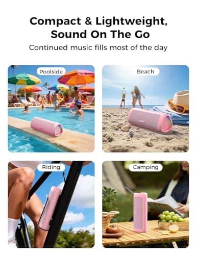 BolaButty Bluetooth Speaker with HD Sound, Portable Wireless, IPX5 Waterproof, Up to 20H Playtime, TWS Pairing, BT5.3, for Home/Party/Outdoor/Beach, Electronic Gadgets, Birthday Gift (Pink) 7