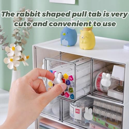 Plastic Desk Organizer with Drawers,Desktop Organizer Drawers Storage,3 Tier Drawer Organizer with 6 Drawers,Stackable Storage Drawers for Office （H 6.5in） 6