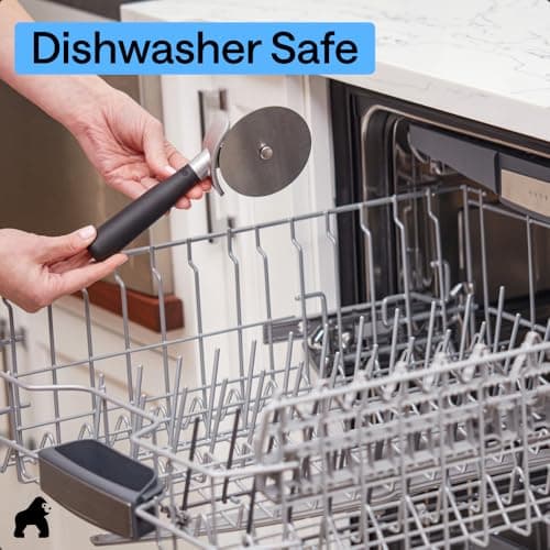 GORILLA GRIP BPA-Free Large Pizza Cutter Wheel, 9 Inch, Sharp Stainless Steel Blade, Slip Resistant Handle with Thumb Guard Protection, Slice Thick or Thin Pizzas, Pie, Pastries in Seconds, Black 7