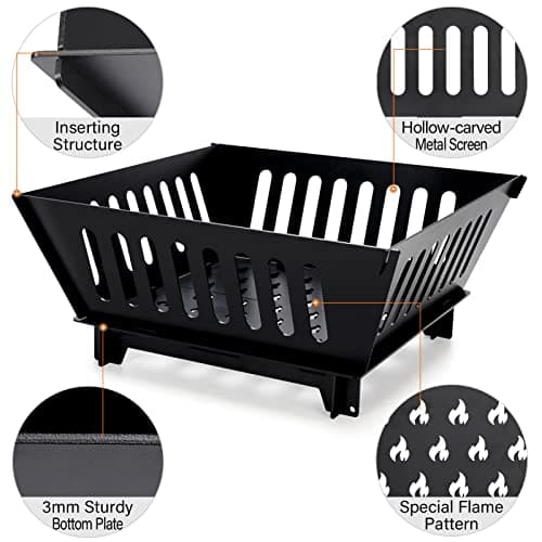 Fire Pits for Outside 17 Inch Collapsible Portable Plug Fire Pit for Camping Travel Picnic Bonfire Backyard Patio Garden Bon Fire Foldable Firepits for Outdoor Wood Burning with Storage Bag 6