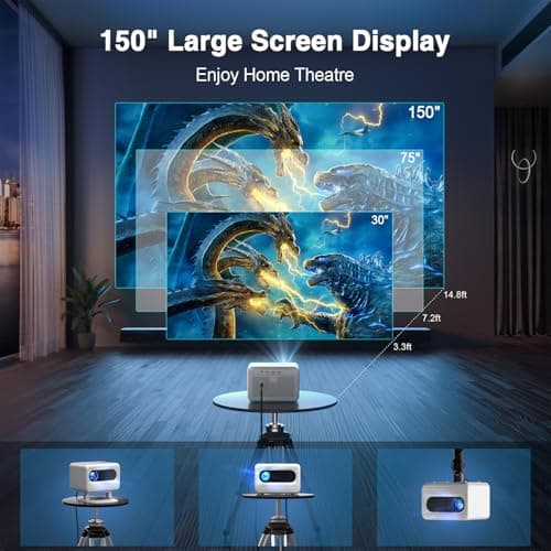 AuKing Projector,2025 Upgraded Projector with Wifi and Bluetooth, ±50° Vertical Keystone, FHD 1080P Movie Projector Compatible with HDMI/USB/AV/Smartphone/TV Box/Laptop 8