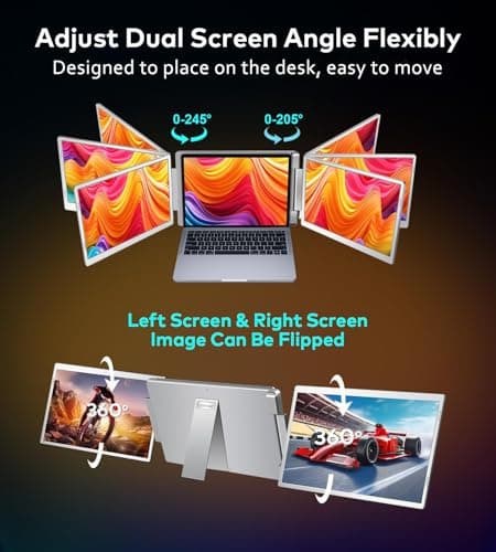 16" Laptop Screen Extender, 1200P FHD Triple Portable Laptop Monitor Extender for 12"-18.5" Laptops, 16:10 Aspect Ratio Rotation Screen, Compatible with MacOS, Wins, Chrome, Surface 5