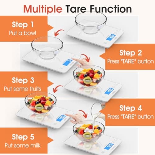 KOIOS Kitchen Scale, 33lb/15kg Digital Food Scales Weight in Grams and Ounces for Cooking Baking, 1g/0.1oz Precise Graduation, Batteries and Type-C Charging, Tare Function, LCD Display, White 7