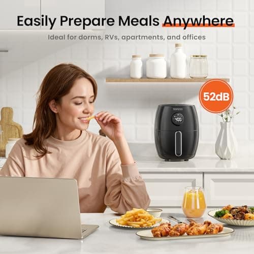 2.1Qt Small Air Fryer - Compact Digital Mini Airfryer with 7-in-1 Presets, 98% Less Oil, Adjustable Temperature & Timer, Shake Reminder, Nonstick, BPA-Free, Dishwasher Safe, Fast & Crispy Cooking 5