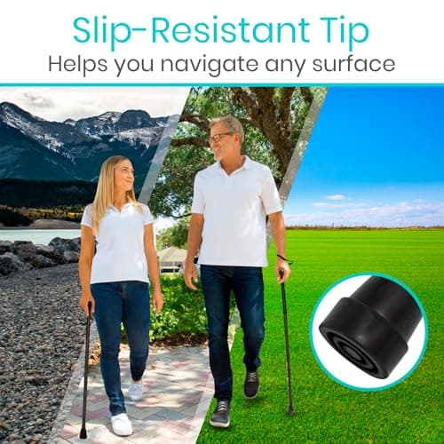 Vive Folding Cane - Foldable Walking Cane for Men, Women - Fold-up, Collapsible, Lightweight, Adjustable, Portable Hand Walking Stick - Balancing Mobility Aid - Sleek, Comfortable 6
