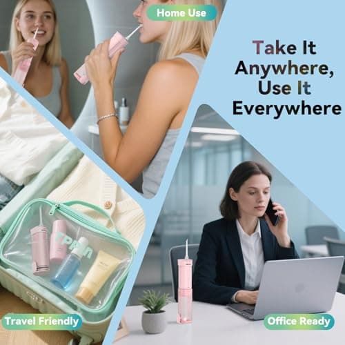 WellLeo Mini Water Flosser for Teeth,Travel Dental Flosser Picks, Portable Oral Irrigator with Telescopic Water Tank, 5 Modes IPX7 Waterproof Tooth Flosser for Brace, Sensitive Teeth, with Storage Bag 7
