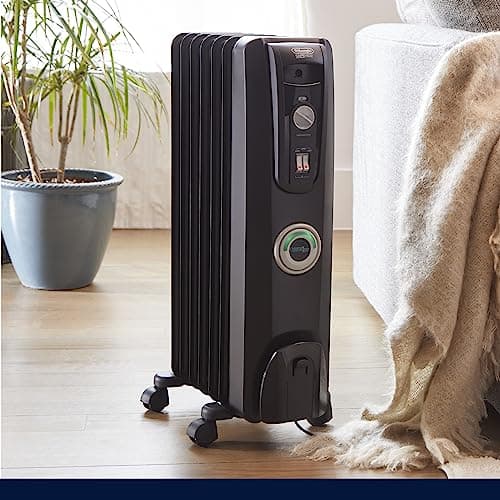 De'Longhi ComfortTemp Full Room Radiant Heater, Black - Oil-Filled Portable Space Heater for Long-Lasting, Silent Heat - Easy-to-Use Controls, Adjustable Thermostat & Three Heat Settings 6
