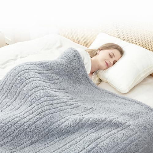 SNUGSUN Heated Twin Blanket Double Sided Sherpa, Soft Heating Electric Blanket for Bed, Automatic Safety System, 6 Heating Levels & 10 Hours Auto-Off, 62"x84" Arctic Grey