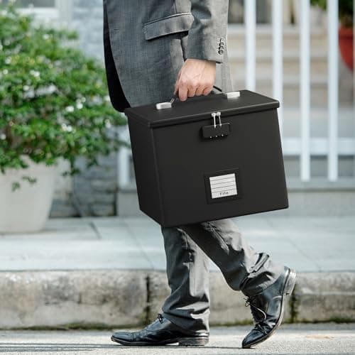 Fire Proof File Box for Documents - Portable Fireproof Document Organizer Box with Handle Waterproof Safe Locking Folder Storage with Lid 6