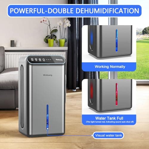 Dehumidifier for Basement (85 OZ, 800 sq ft) Quiet Dehumidifiers for Home, Auto Shut-Off, Sleep Mode, 3 Gear Timer(8H,16H,24H), Small Dehumidifier for Bedroom, Bathroom with Drain Hose (Deep Sliver) 5