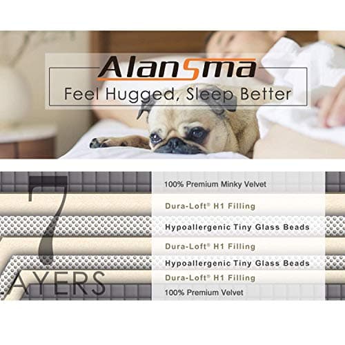 ALANSMA Reversible Weighted Blanket for All Season, Luxury Velvet, Warm and Cool, Adult 15Lb Grey Weighted Blanket, Enjoy Sleeping Anywhere(Grey,60"x80" 15lbs) 7