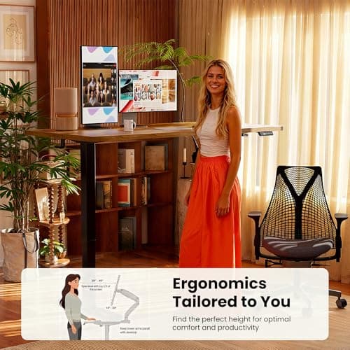 ErGear Height Adjustable Electric Standing Desk, 48 x 24 Inches Sit Stand up Desk, Memory Computer Home Office Desk, Vintage Brown 7