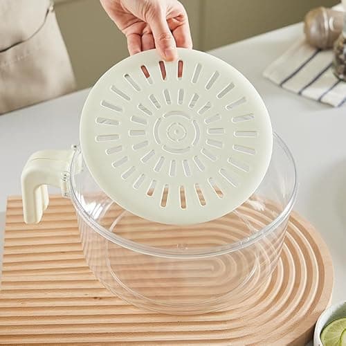 Fruit and Salad Washing Bowl with Strainer,Colander for Kitchen,Multi-Functional Vegetable and Food Drainer with Lid And Handle,Portable Fruit and Salad Containers for Fridge,BPA Free 6