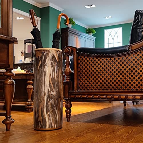 HOZUSO Marble Pattern Umbrella Stand Umbrella Contemporary Bucket Umbrella Rack Barrel Floor Vase Modern Style for Storing Canes Walking Sticks for Entryway Porch Indoor 24‘’High 8