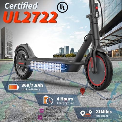 Folding Electric Scooter for Adults with Seat- 19MPH & 21-Mile Range, 350W Motor, 8.5" Solid Tires with App Control & Dual Brake System - UL2272 Certified Commuter E-Scooter 3