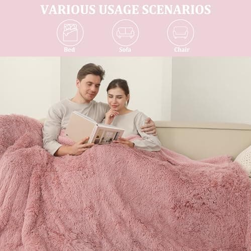 COZYTY Electric Blanket Queen Size, Super Cozy Luxury Faux Fur & Thick Sherpa Heated Blanket with 5 Heating Levels & 10 Hours Auto Off, Fast Heating Blanket & Overheat Protection, 84" x 90",Dusty Rose 5