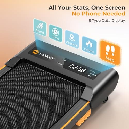 HiFast Walking Pad with Incline, Under Desk Treadmill for Home, 2.5 HP Portable Treadmills with Incline, Compact Treadmill Small Running Pad with LED Display, Remote Control 8