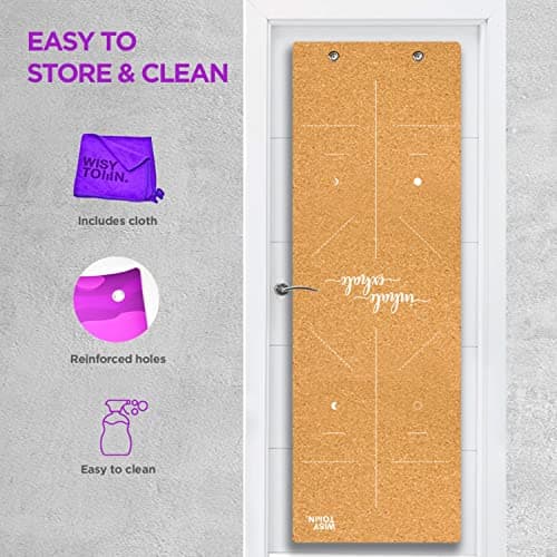 WISYTOWN Yoga Cork Mat Ecofriendly: Beautiful Organic Yoga Mat Extra Long and Wide. Anti slip yoga mat,Fitness mats,Hot Yoga 72"x24"x6mm 5
