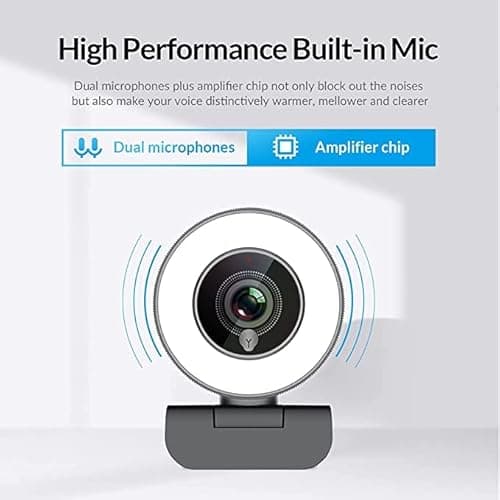 Angetube Streaming 1080P HD Webcam Built in Adjustable Ring Light and Mic. Advanced autofocus AF Web Camera for Google Meet Gamer Facebook YouTube Streamer 5