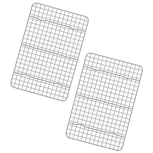 KORCCI Cooling Rack 2pcs - 10 X 15", 304 Stainless Steel Wire Cookie Rack for Cooking & Baking, Oven-Safe, Dishwasher-Safe, Heavy Duty, Medium Grid Cooling Rack for Roasting