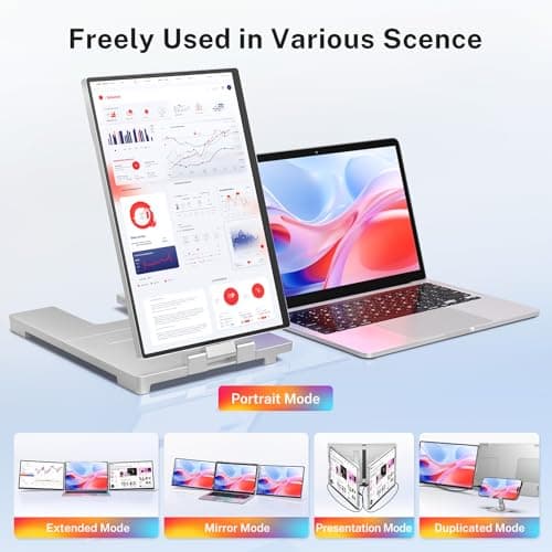 Fzaqwen Triple Screen Laptop Monitor Extender - 2.5K QHD IPS Triple Portable Monitor for Laptop 13.3-17 Inch, Plug Play and Compatible with MacOS/Wins/Chrome/Dex (Silver) 4