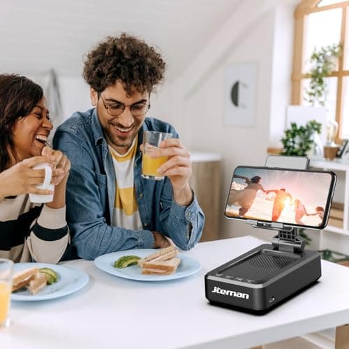 Cell Phone Stand with Wireless Bluetooth Speaker and Anti-Slip Base HD Surround Sound Perfect for Home and Outdoors with Bluetooth Speaker for Desk Compatible with iPhone/ipad/Samsung Galaxy 8