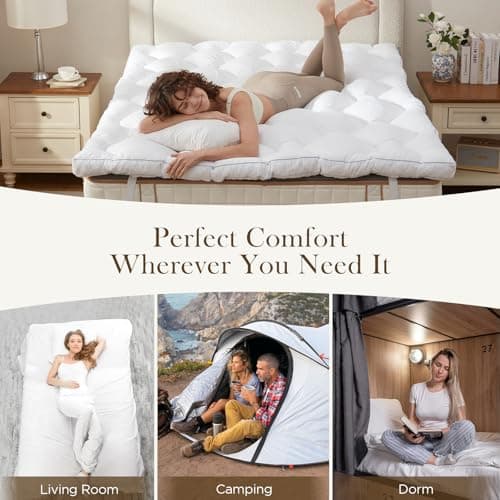 Decroom 3 Inch Memory Foam Mattress Topper Full Size for Back Pain Relief, Thicked Down Alternative-Lined Mattress Pad，Filled with Breathable & Soft Memory Foam Pillow Top, 75x54x3 Inch 7