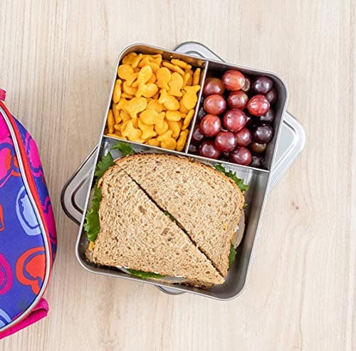 WeeSprout 18/8 Stainless Steel Bento Box (Compact Lunch Box) - 3 Compartment Metal Lunch Containers, for Kids & Adults, Bonus Dip Container, Fits in Lunch Bag & Backpack 6