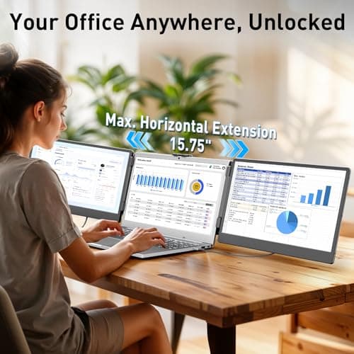 KEFEYA Laptop Screen Extender, 14.2" Portable Triple Monitor for Laptop with Full HD IPS Display, Monitor Extender Compatible with Mac, Windows, Chrome, Fits 13-17 Inch Laptops 6