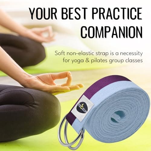 TECEUM [New 2022] Yoga Strap – 100% Cotton – 6 ft 8 ft 10 ft (6+ Colors) – Adjustable Non-Slip Belt for Daily Yoga, Pilates, Stretching, Physical Therapy, Fitness & Home Workout – for All Levels 9