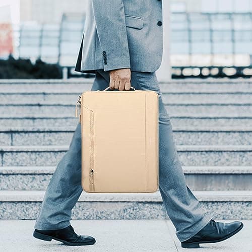 LANDICI 360°Protective Laptop Sleeve Case 15.6 16 Inch with Handle, Waterproof Slim Computer Cover Bag Compatible with MacBook Pro 16, Lenovo Yoga 7i 16, Asus vivobook 15, HP Acer Dell, Apricot 6