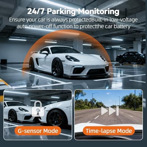 JIMIMAX 4K+1080P+1080P 3 Channel Dash Cam Front and Rear with Cabin, Free 128GB Card Included, 5.8GHz WIFI6 Dash Camera, IR Night Vision, Built-in GPS, G-Sensor, 24H Parking Mode, Support 512GB Max 6