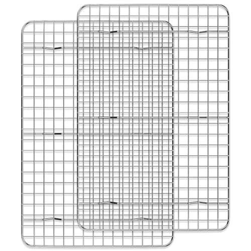Cooling Rack for Baking 2-Pack, 15 x 10 Inches Baking Rack, Stainless Steel Wire Cookie Rack Fits Jelly Roll Sheet Pan, Oven Safe for Cooking, Roasting, Grilling