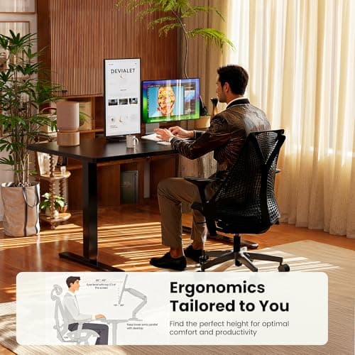 ErGear Height Adjustable Electric Standing Desk, 48 x 24 Inches Sit Stand up Desk, Memory Computer Home Office Desk, Black 8
