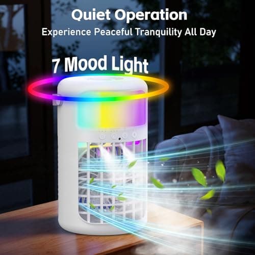 Portable Air Conditioner, 2025 Upgraded 4-IN-1 Ultra-Quiet Design Portable AC Unit with 2 Cool Mist & Speeds1500ml Remote Control Air Conditioner Evaporative for Home,Office,Bedroom, Camping 6