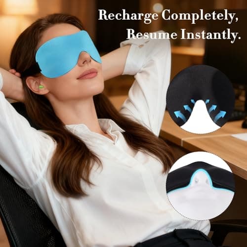 PrettyCare 3D Sleep Mask 2 Pack,Eye Mask for Side Sleeper 3D Contoured Sleeping Mask Blackout Out for Men- Blindfold Airplane with Ear Plugs, Night Masks with Travel Bag (Black&Blue) 5