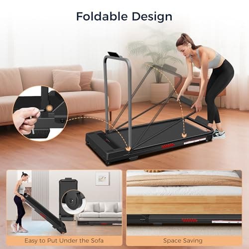 FutureGlide Walking Pad Treadmill, 3.0 HP Under Desk Treadmill, 3 in 1 Foldable Treadmills for Home, Walking Pad with Handle Bar for Walking and Jogging, with Remote Control & LED Display 6
