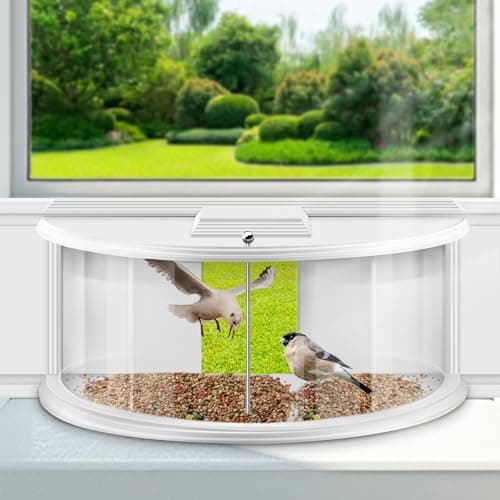 Sylaza Window Bird Feeder Inside House, Window Bird Feeders for Viewing, 180° Clear View, Stable & Durable, Easy to Install and Feed, Windproof, No Gaps, for 24-38 Inch Windows