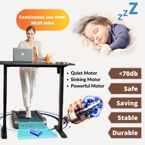 Walker Pro Under Desk Treadmill Walking Pad Compact Walking Treadmill with Incline 5° Fit Standing Desk, 3.1MPH Installation Free fits Small Spaces for Work from Home 9