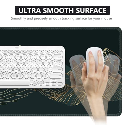 iCasso XXL Large Mouse Pad, Green Big Mousepad with Stitched Edges& Stable Rubber Base, Keyboard Mat Desk Pad for Work, Game, Office, Home (A-Mountain Cyan, Extended) 5