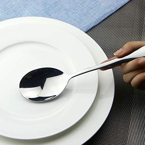 AOOSY Serving Spoons x 3, Slotted Spoons x 3, 8.7 inches Utility Advanced Performance Skimmer Perforated, Stainless Steel Serving Utensils Set for Buffet Can Banquet Cooking Kitchen Basics 8