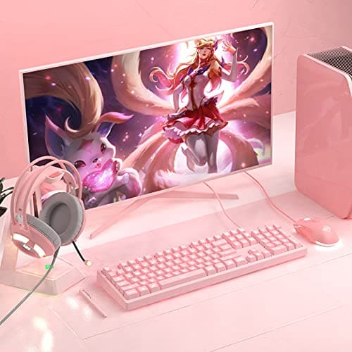 Lomiluskr AJ52 RGB Wired Gaming Mouse, 7 Programmable Buttons, Computer Mice with RGB Lighting, 200-4800 DPI Adjustable, for PC/Laptop (Pink) 6