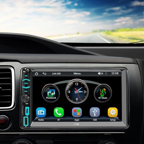 MINYE [Wireless] Double Din Car Stereo with Wireless Apple CarPlay and Android Auto, 7 Inch LCD Touchscreen RDS FM/AM Vehicle Radio Type-C Phone Charge, Bluetooth, Mirror-Link, Backup Camera 9