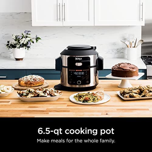 Ninja OL501 Foodi 6.5 Qt. Pressure Cooker Steam Fryer with SmartLid, 14-in-1 that Air Fries, Bakes & More, with 2-Layer Capacity & 4.6 Qt. Crisp Plate, Silver/Black (Renewed) 8