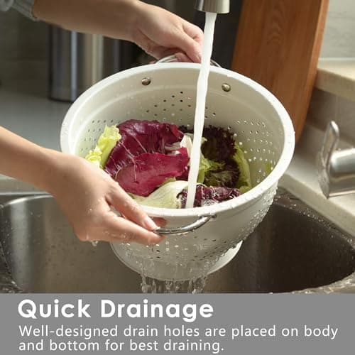 Rorence Powder Coated Steel Colanders: 1.5 Quart 3 Quart & 5 Quart Set of 3 - White 5