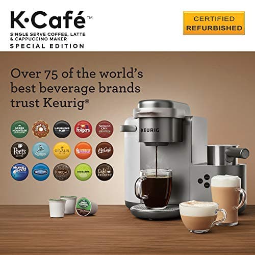 Keurig K-Cafe Special Edition Coffee Maker, Single Serve K-Cup Pod Coffee, Latte and Cappuccino Maker, Comes with Dishwasher Safe Milk Frother, Coffee Shot Capability, Nickel (Renewed) 13